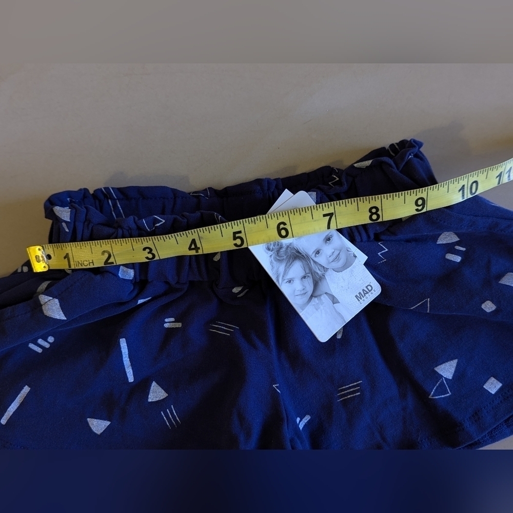 Mila & Emma 3T Habitual toddler girl Blue and White Stumpef Ruffle Shorts pocket - Picture 7 of 13